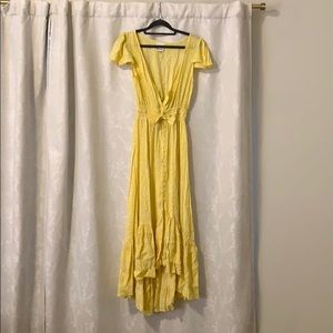 Yellow floral high low summer dress